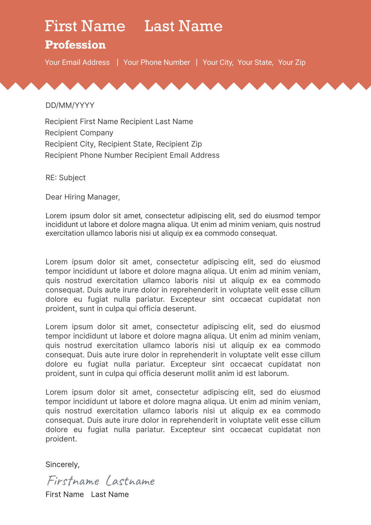 cover letter template