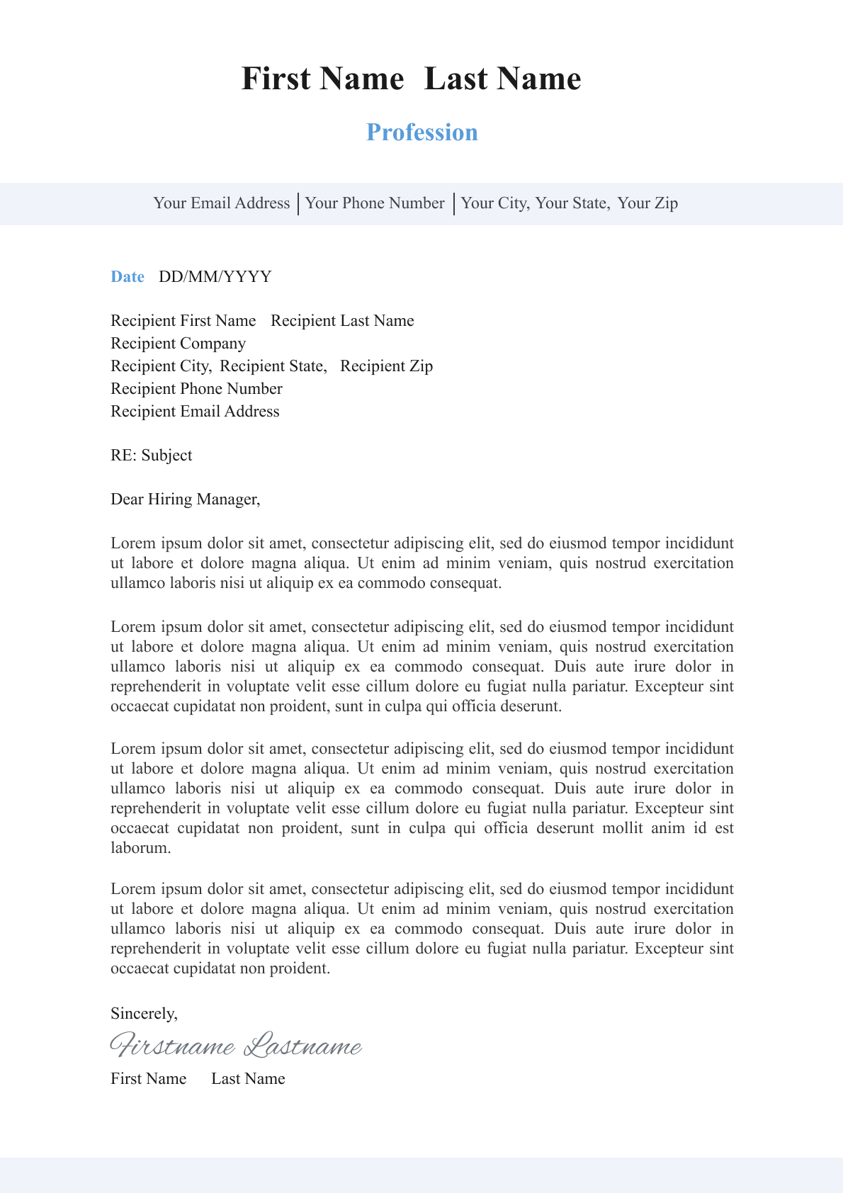 cover letter template