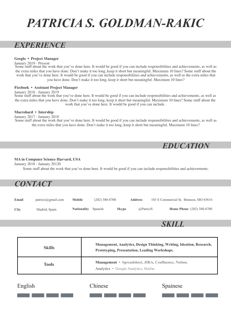 resume template