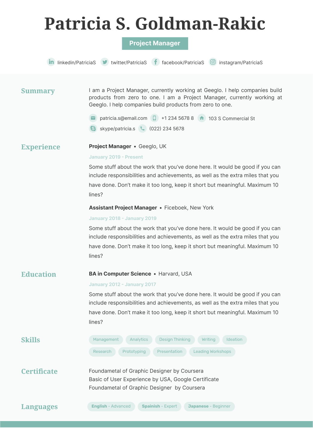 resume template